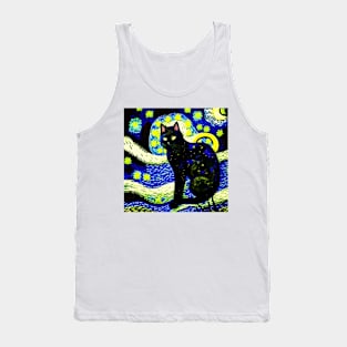 Black Cat Starry Night Tank Top